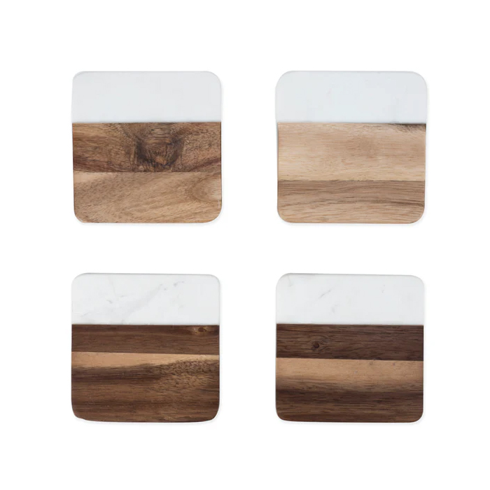 Marble & Acacia Coaster Set By Twine®