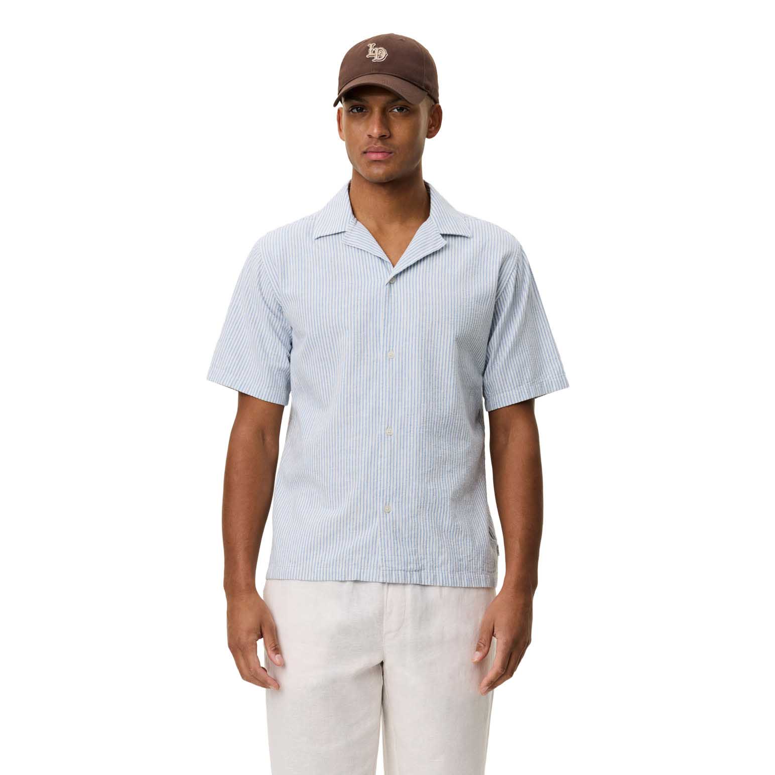 Les Deux Lukas Stripe Cotton Linen SS Shirt