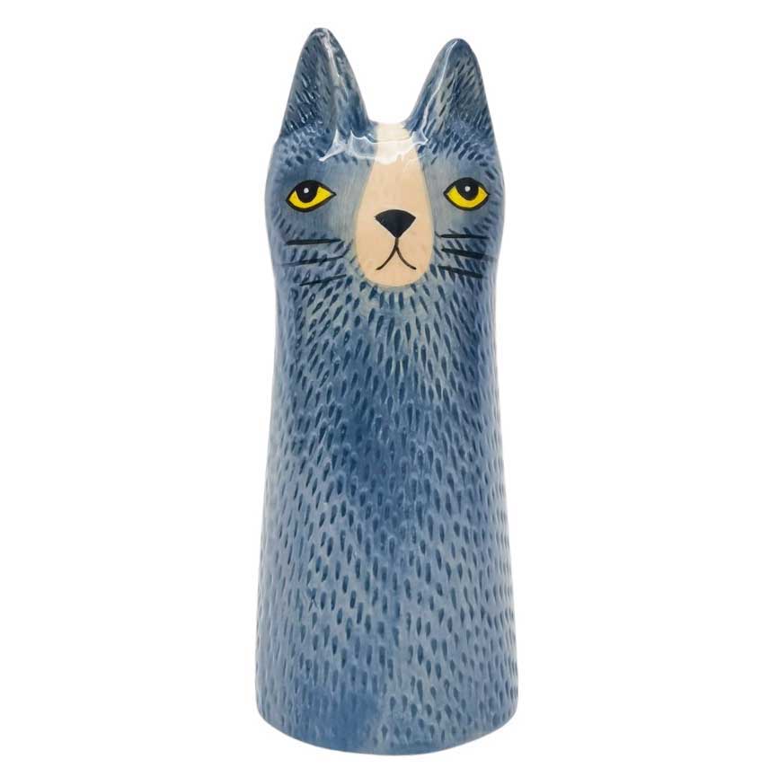 Urban Products Bailey Cat Vase Blue 15cm