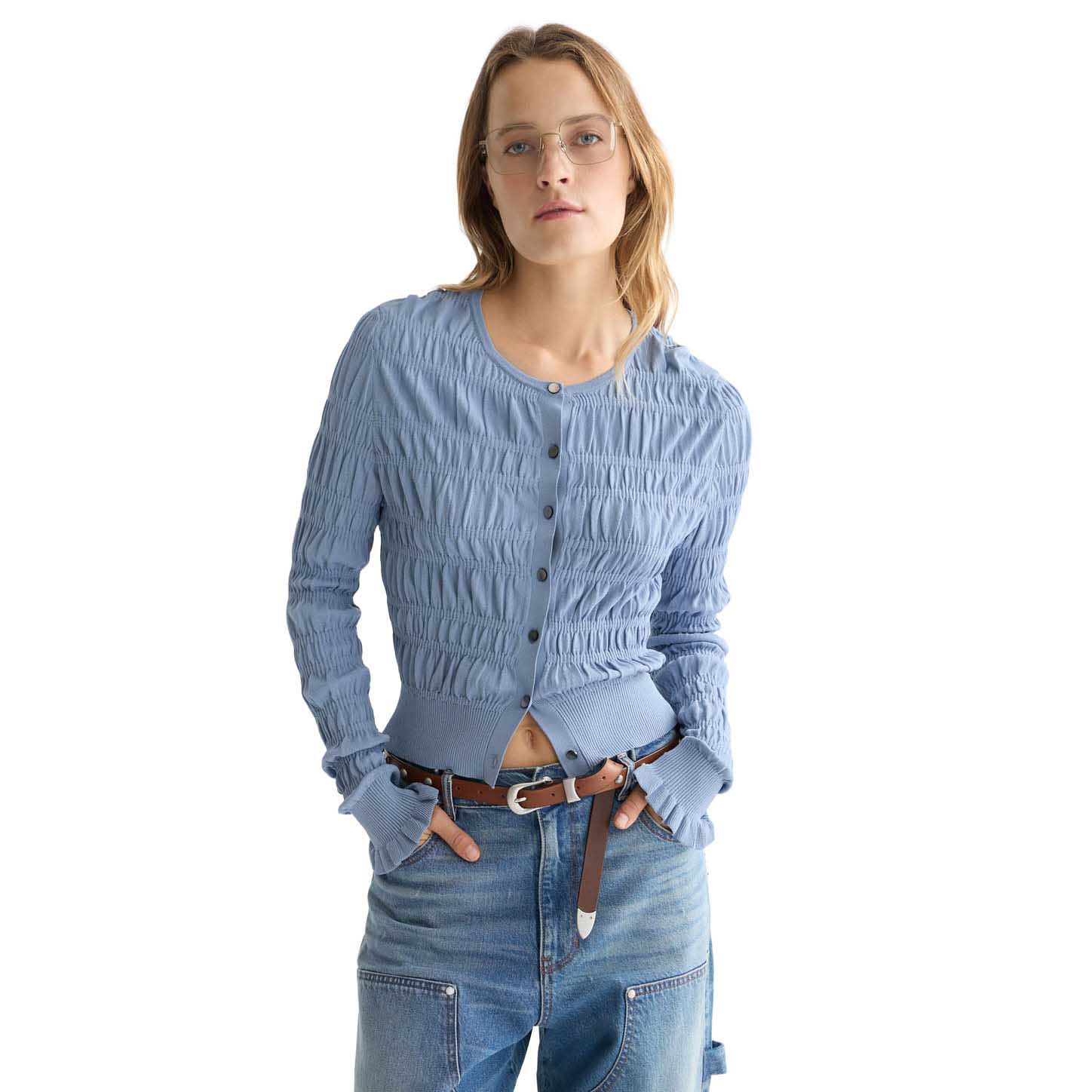 Scotch & Soda Smock Stitch Crew Neck Cardigan