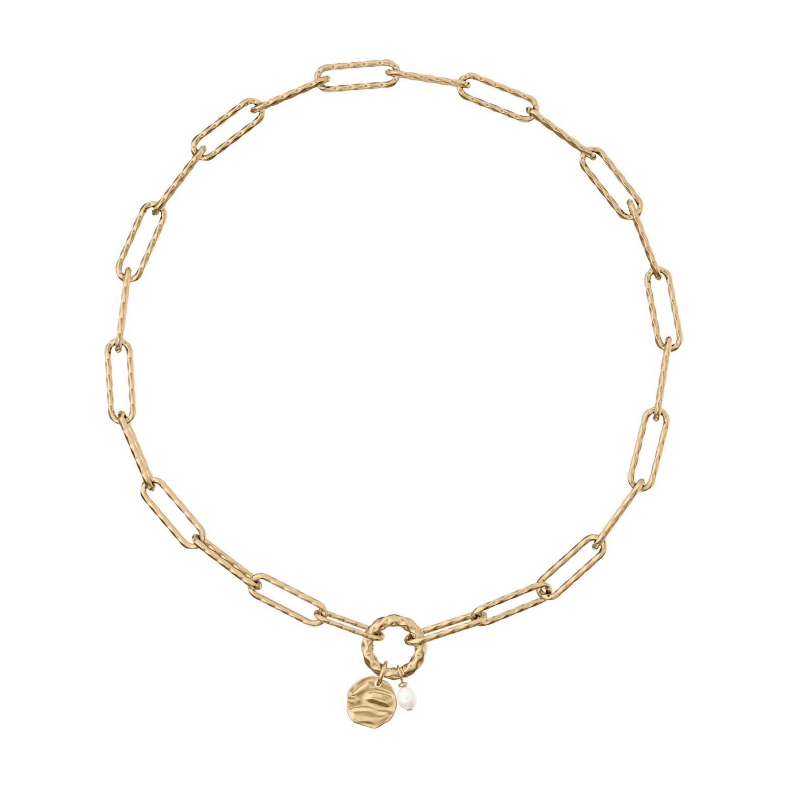 Skagen Agnethe Pearl Gold-Tone Brass Chain Necklace