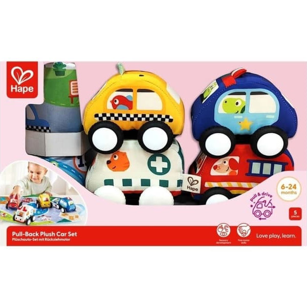 Hape Pull-Back Plush Car Set