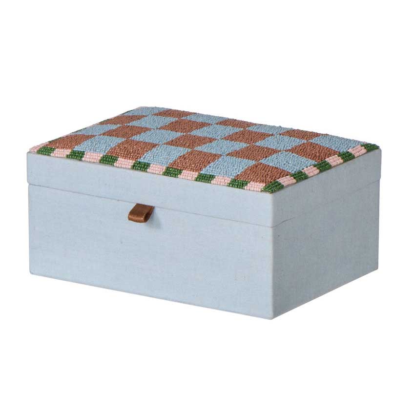 Emporium Ruby Beaded Check Multicoloured Jewellery Box