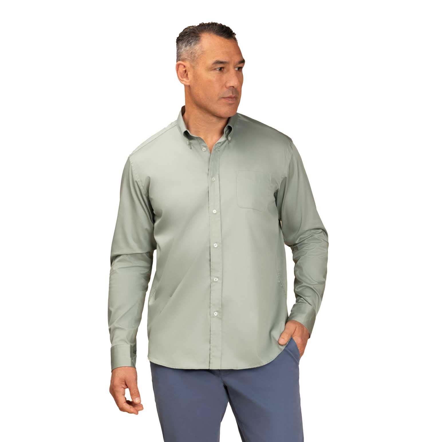 Rembrandt Ohope Sage Green Twill Shirt