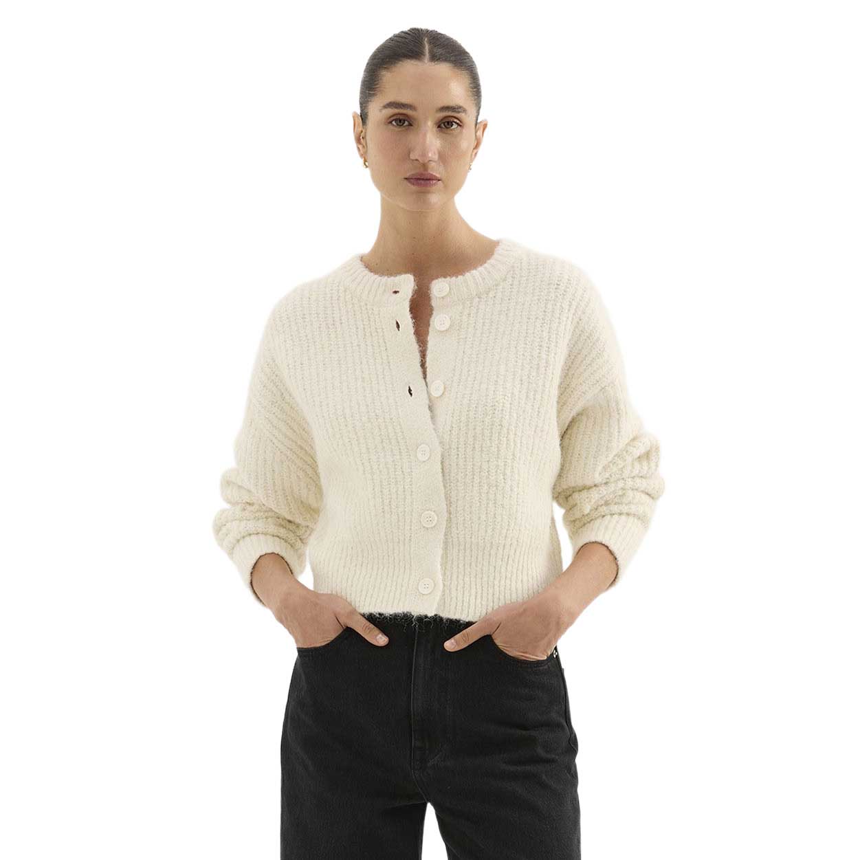 Nude Lucy Nixon Cropped Cardigan