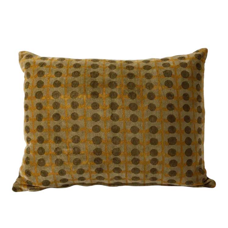 French Country Dots Handblock Velvet Cushion Cover