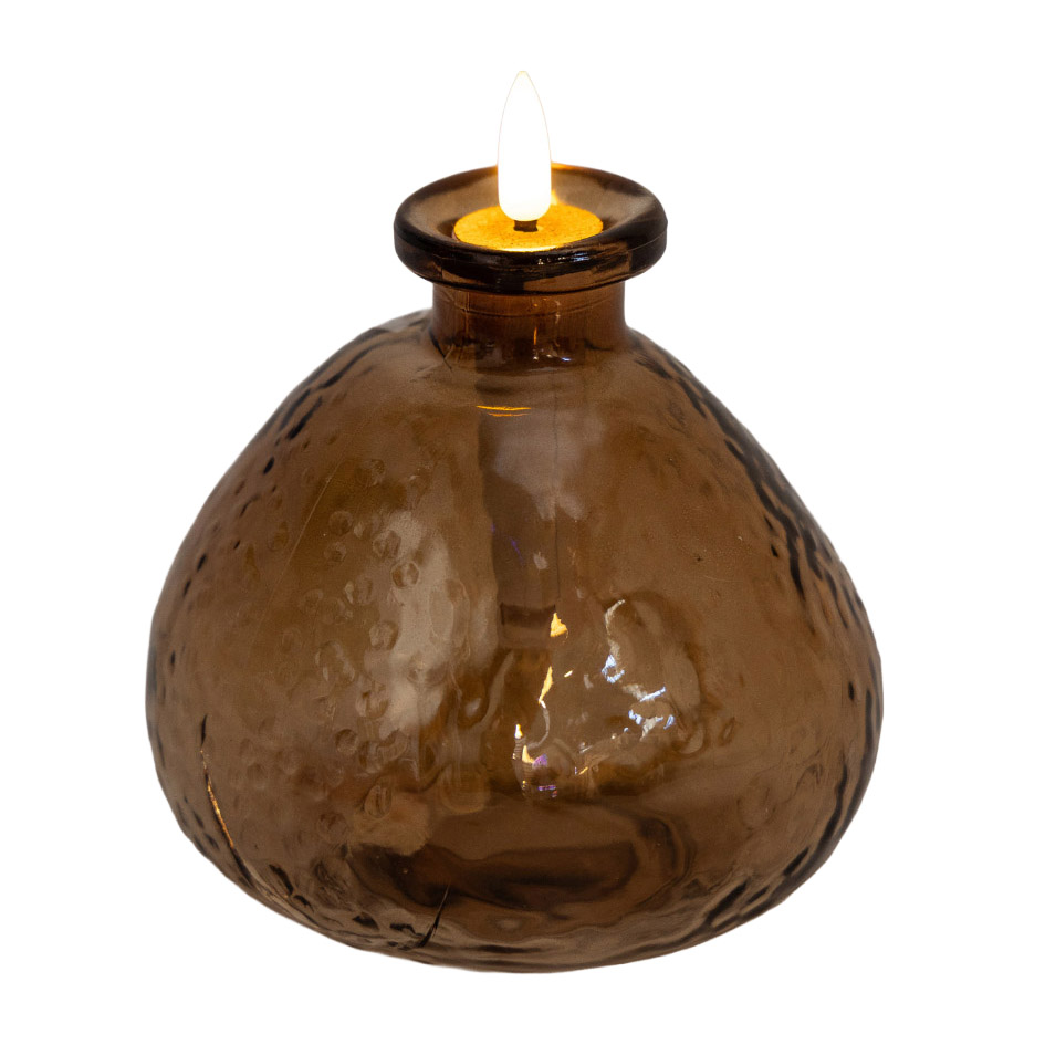 Stellar Haus Luma Vase Brown With Candle Flame