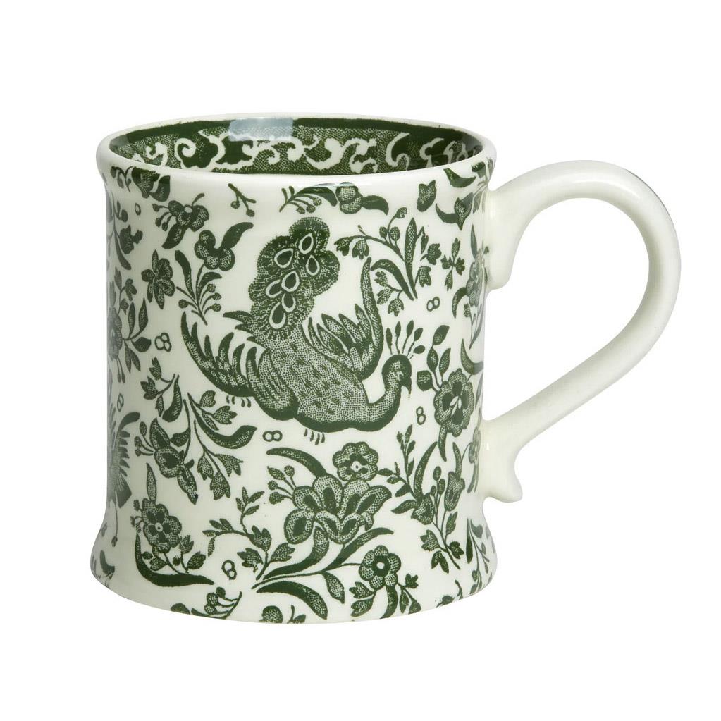 Burleigh Green Regal Peacock Footed Mug