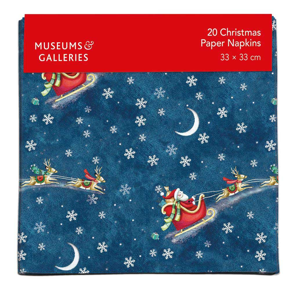 Museums & Galleries Santa Over The Rooftops Christmas Paper Napkins 20 Pack
