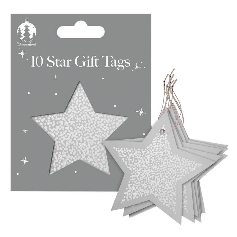 Image Gallery Silver Star Christmas Gift Tags x 10