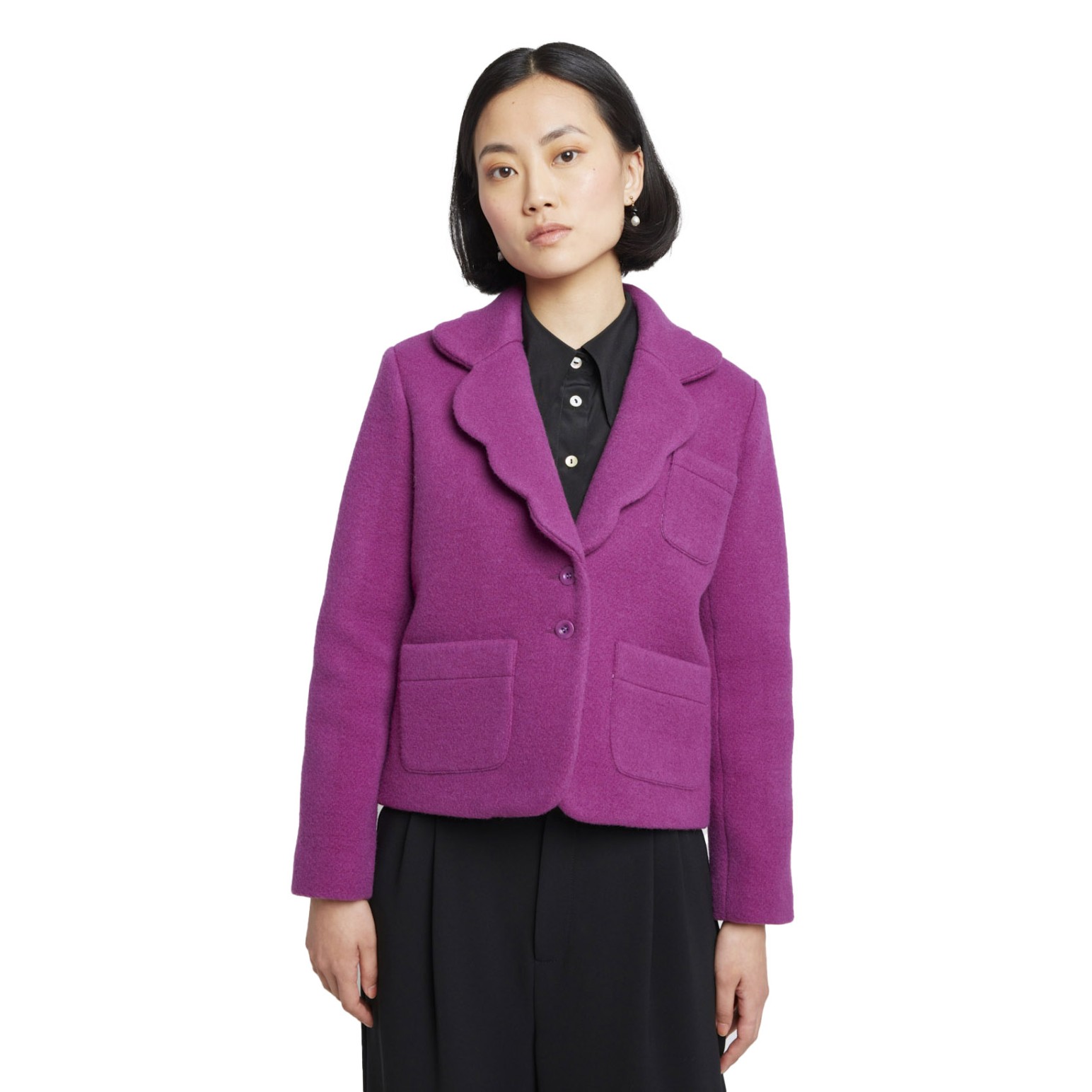 Twenty Seven Names Purple Flag Scalloped Blazer