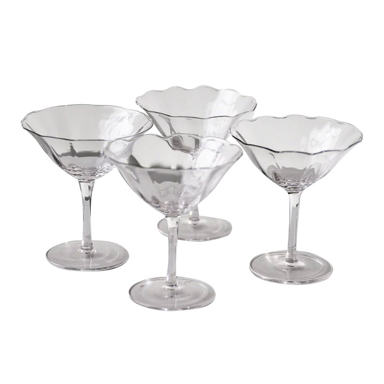 Home Lab Fleur Cocktail Coupe Clear Set Of 4