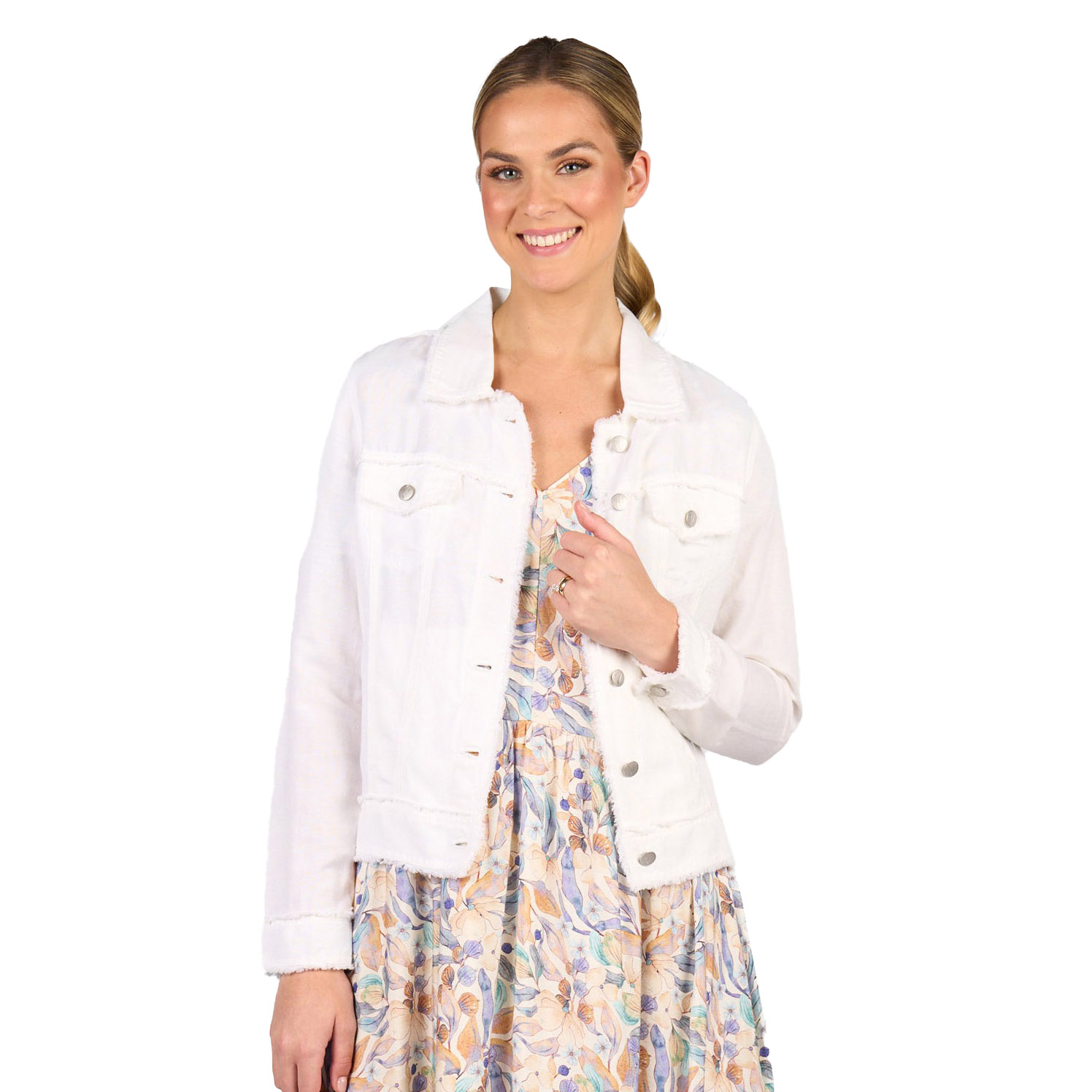 Vassalli Linen Jacket with Frayed Seams