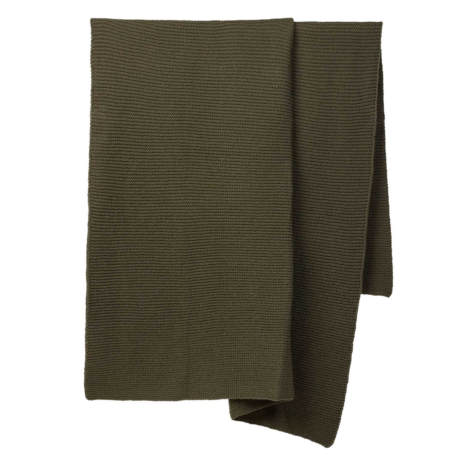 Citt&agrave; Wool Purl Knit Throw Olive 140x180cm
