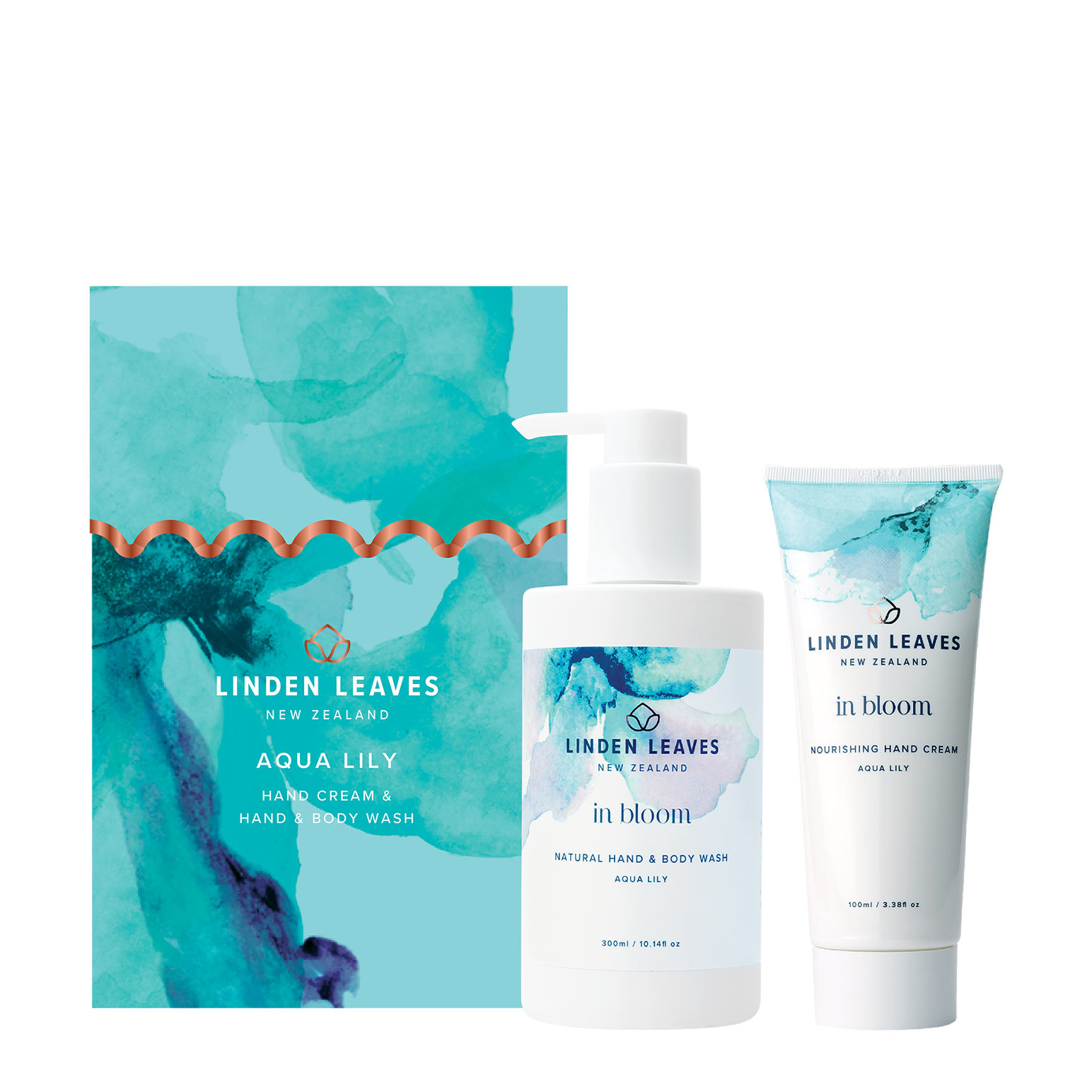 Linden Leaves Hand Cream & Body Wash Boxed Set - Aqua Lily