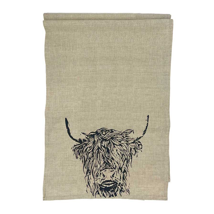 Selbrae House Linen Table Runner- Long Highland Cow
