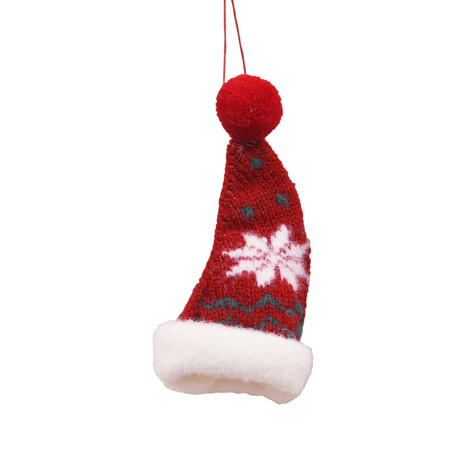 Maytime Felt Hanging Christmas Hat Red With White Detail