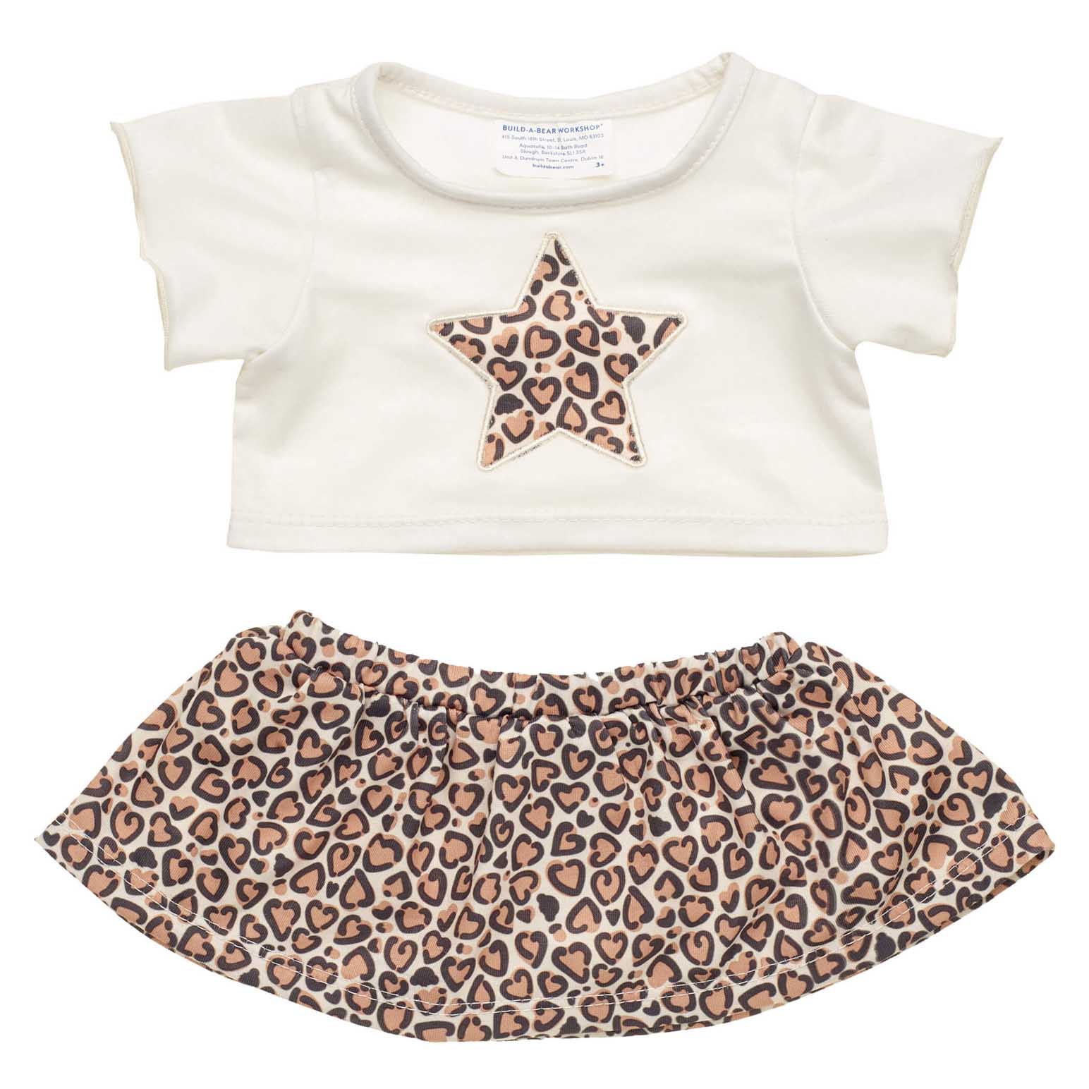 Build A Bear Outfit - Leopard Print Star Skirt Set