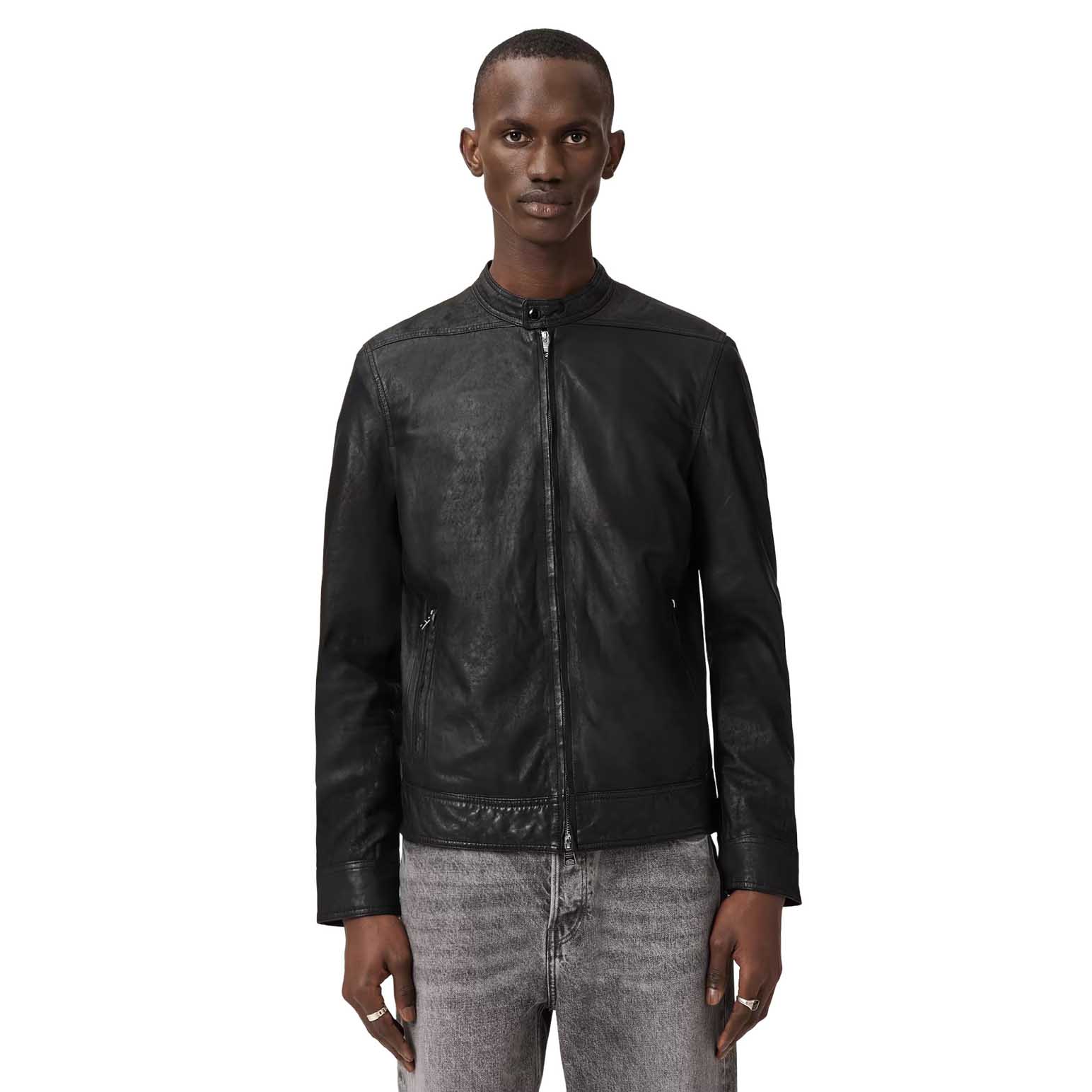 AllSaints Colt Slim Fit Leather Jacket