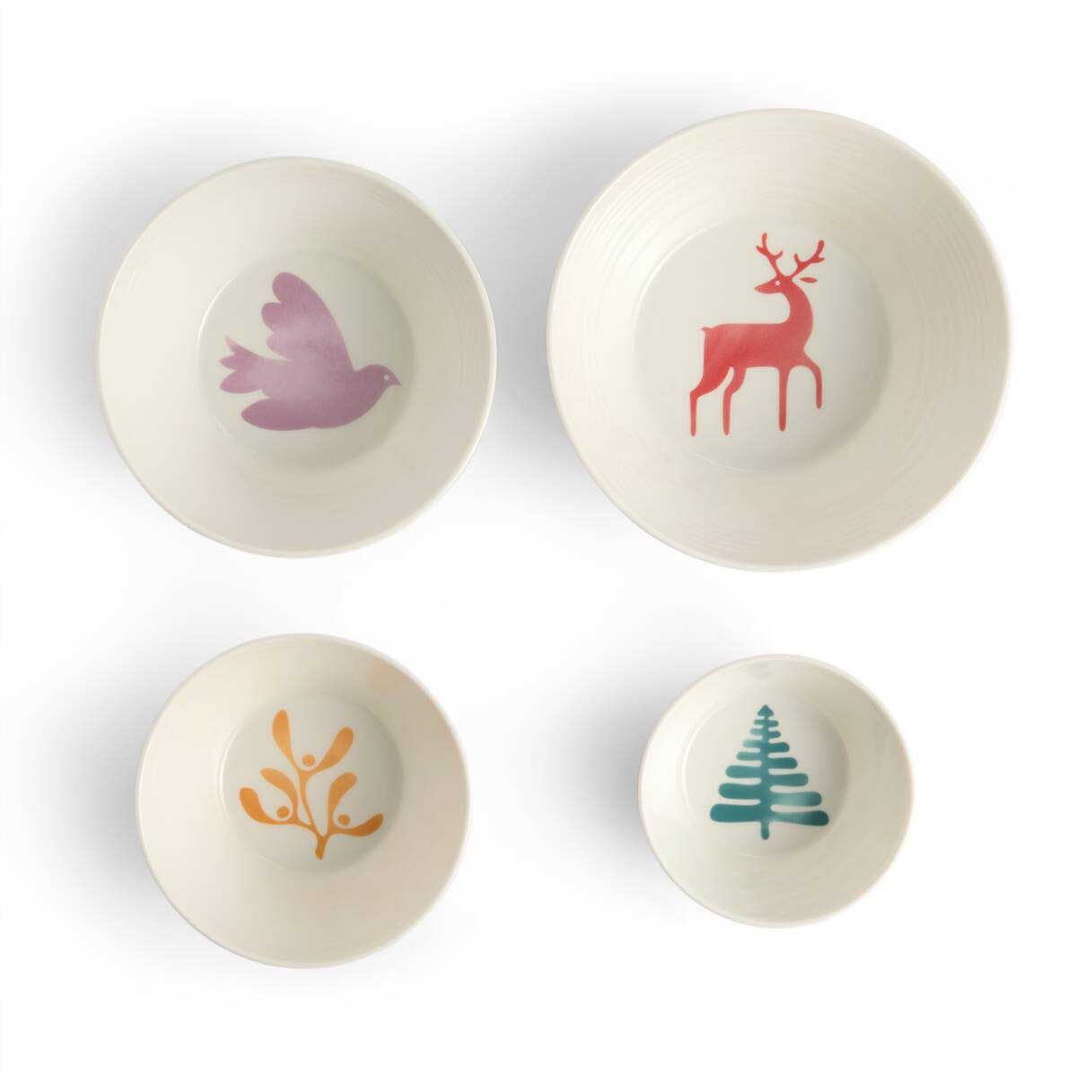 Royal Doulton 1815 Christmas Stacking Bowls Mixed Pattern Set of 4