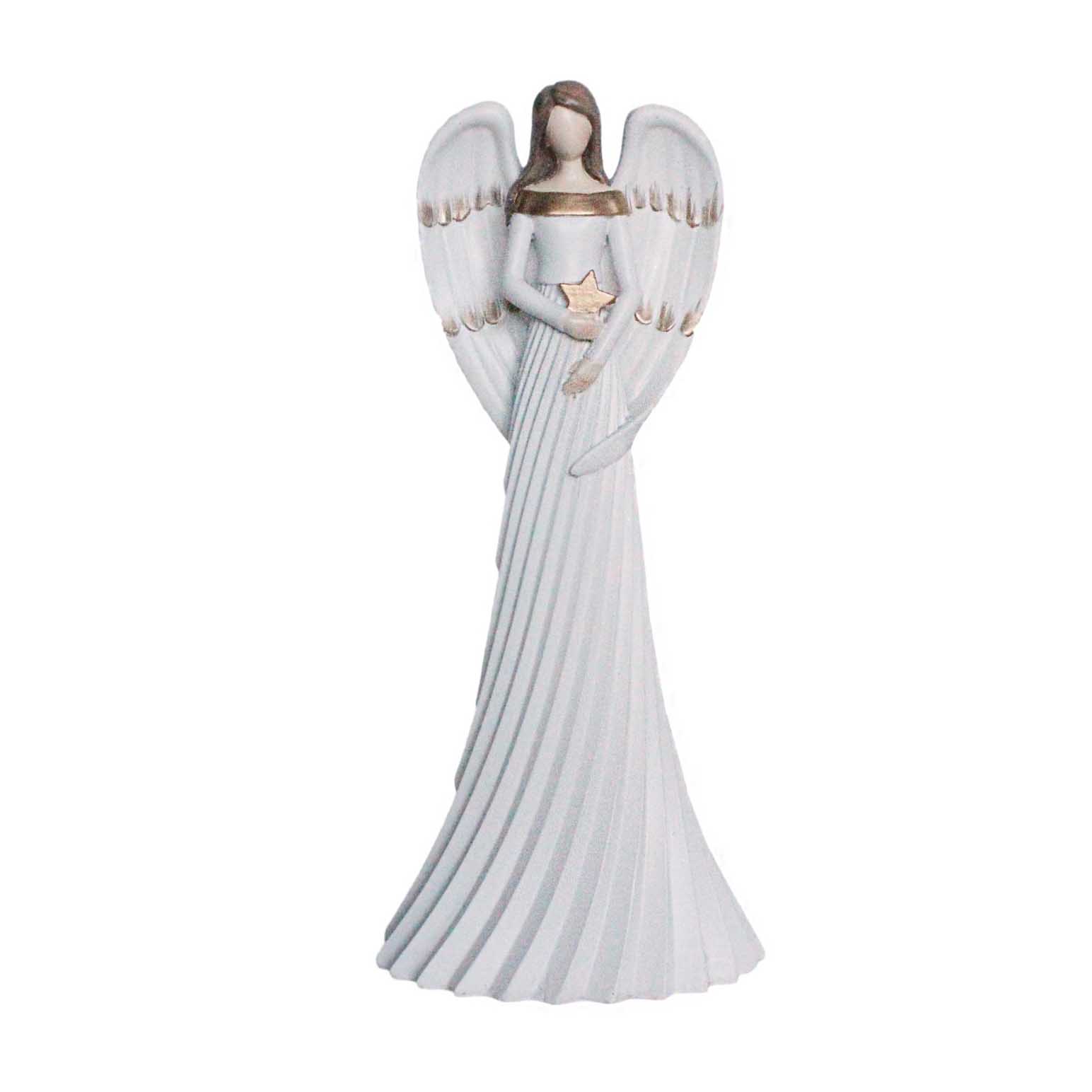 Angel With Star & Fluted Skirt Cream 25cm