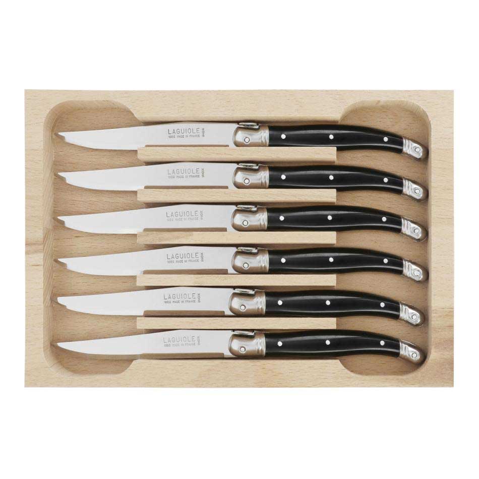 Andr&eacute; Verdier Laguiole Dessert Knife Set 6 Piece - Black