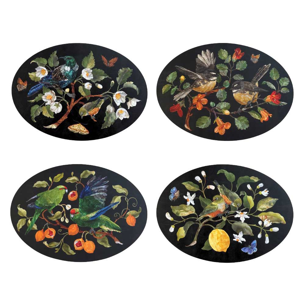 Tanya Wolfkamp Oval Placemat Set Of 4 - Nz Birds