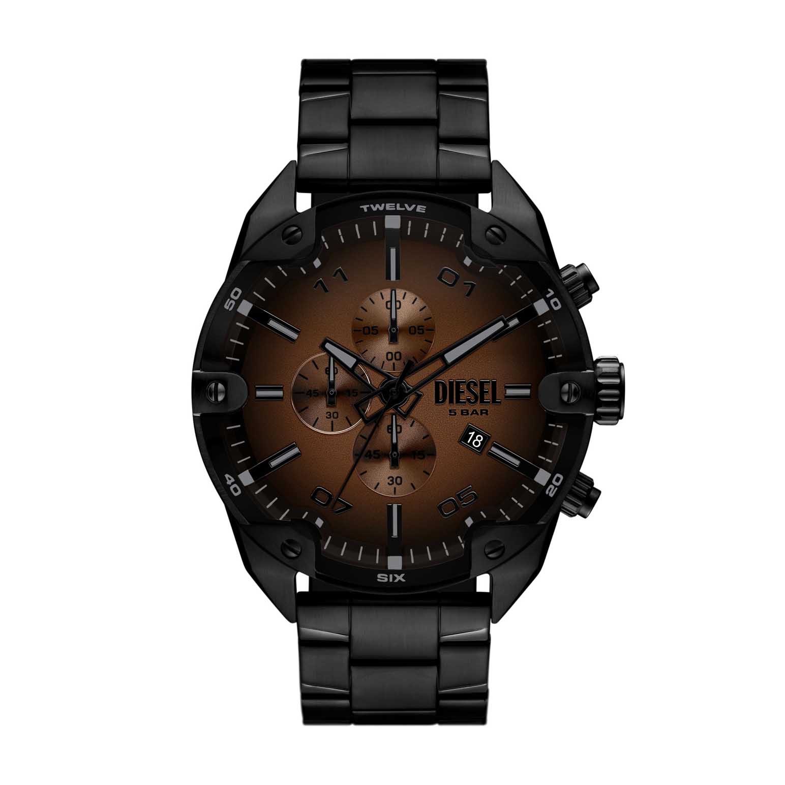 Diesel Spiked Chronograph Black Stainless Steel Watch DZ4691
