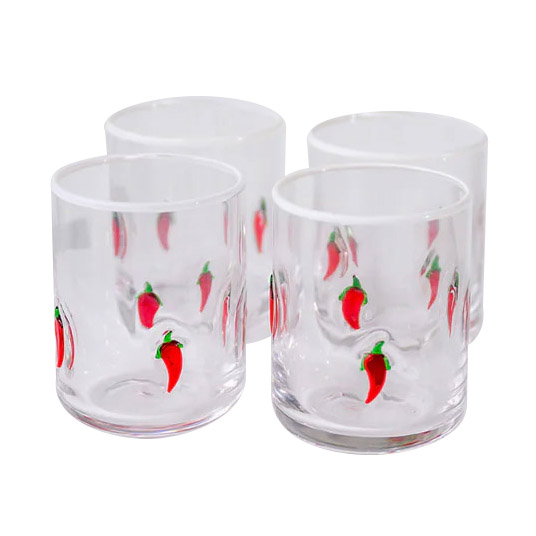 Home Lab Chili Icon Glass Set Of 4