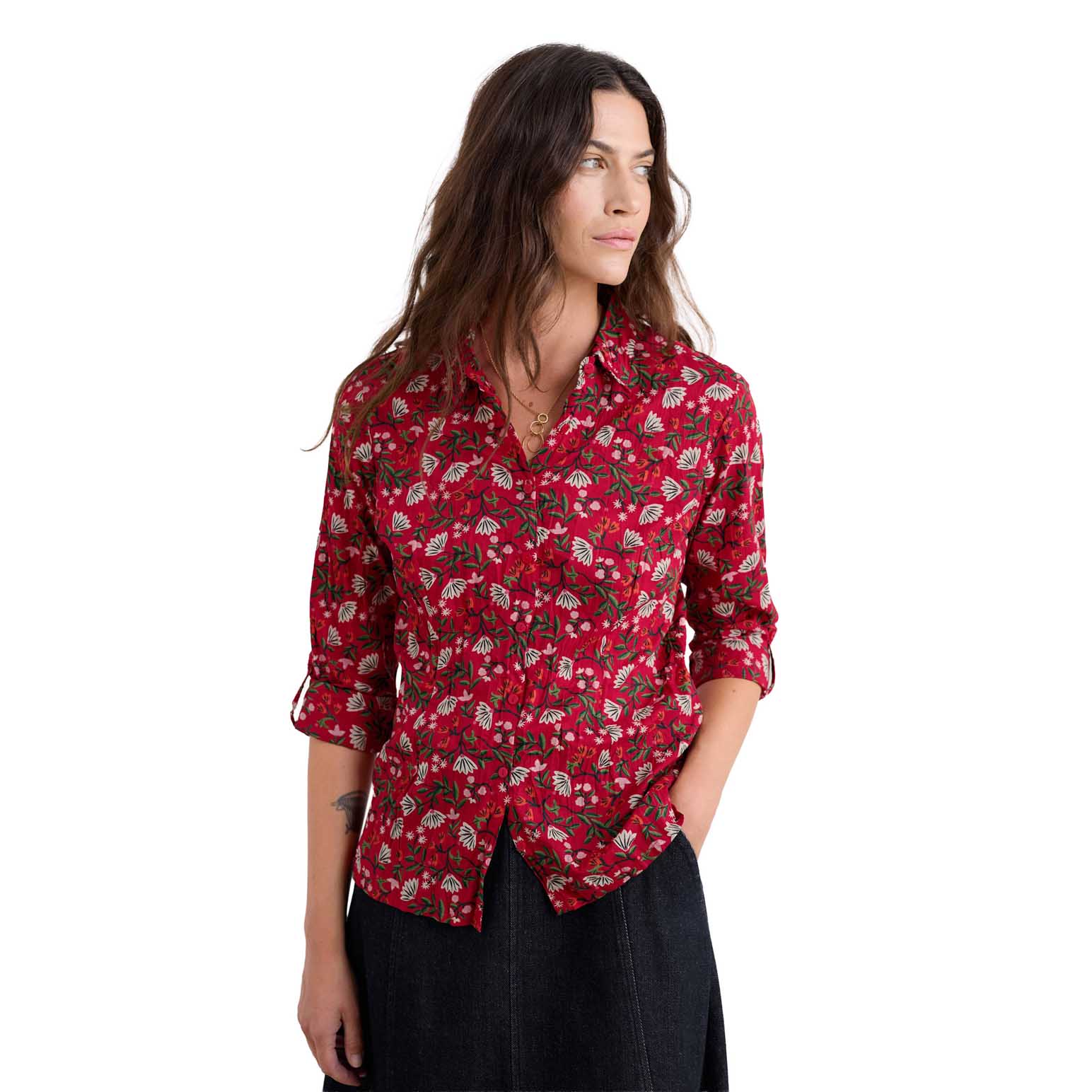Seasalt Cornwall Larissa Shirt Winter Wildflower Carmine