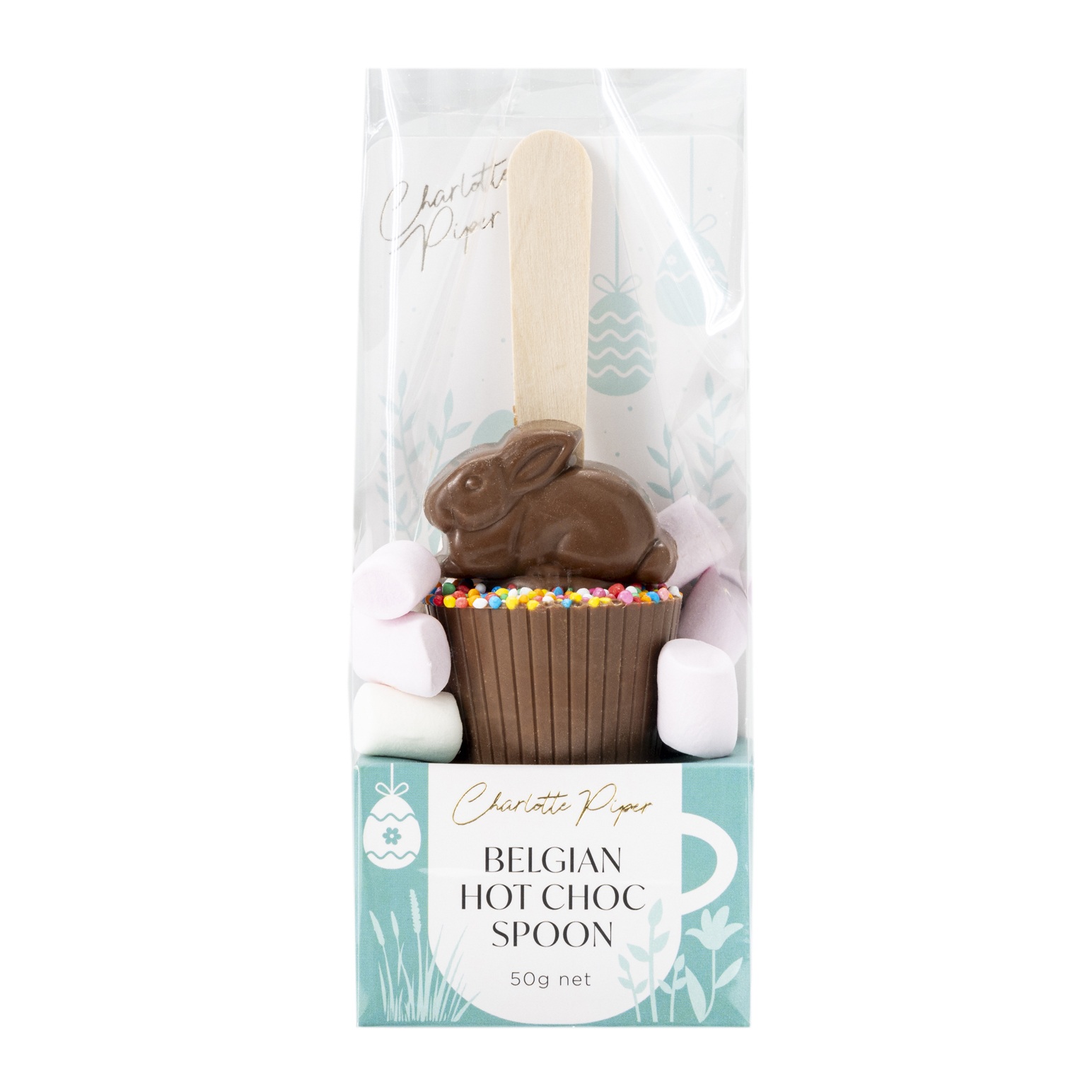 Charlotte Piper Hot Choc Milk Chocolate Bunny Spoon With Sprinkles 50g