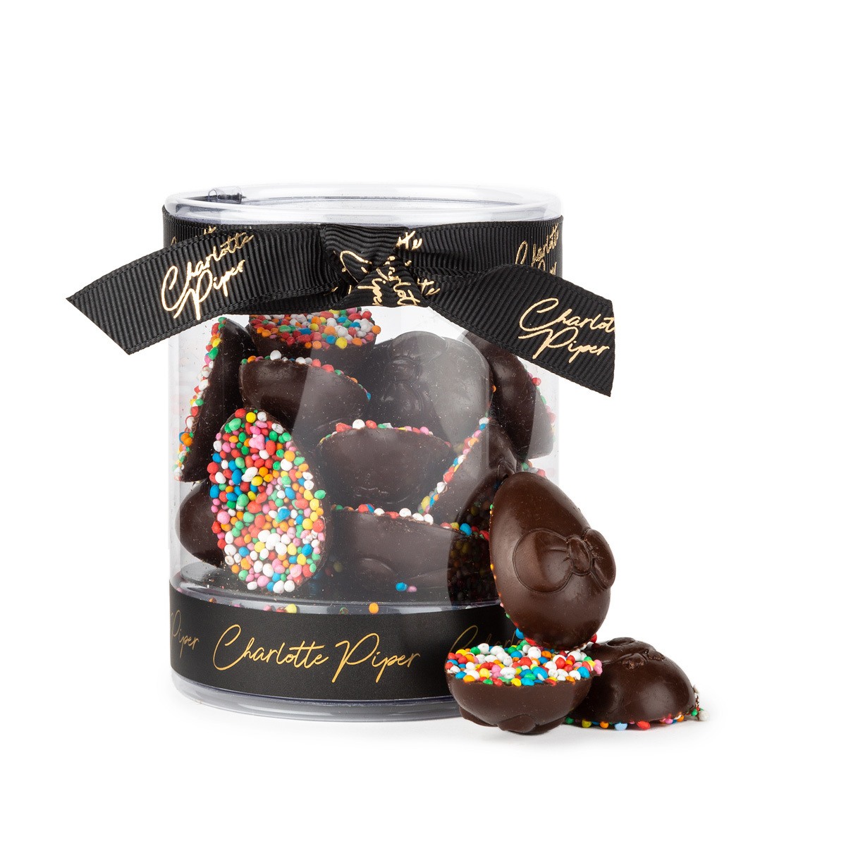 Charlotte Piper Easter Dark Chocolate Half Eggs With Sprinkles 100g