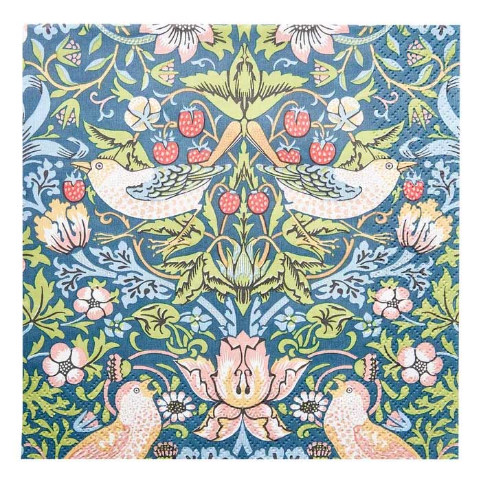 IHR William Morris Strawberry Thief Blue Luncheon Napkin
