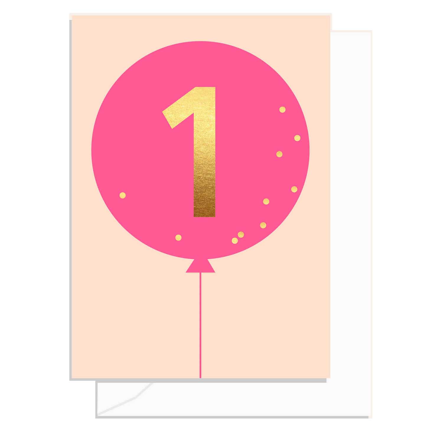 Elm Paper 1st Birthday Balloon Pink Card