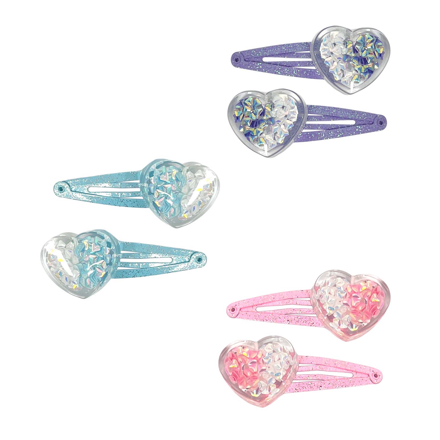 Pink Poppy Mermaid Heart Hair Clips