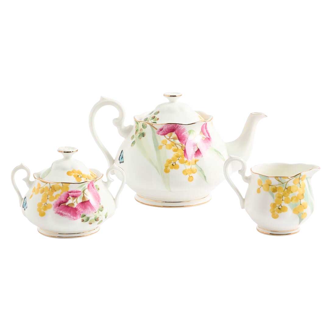 Royal Albert Miranda Kerr Australiana Teapot Sugar Cream White 3 Pieces