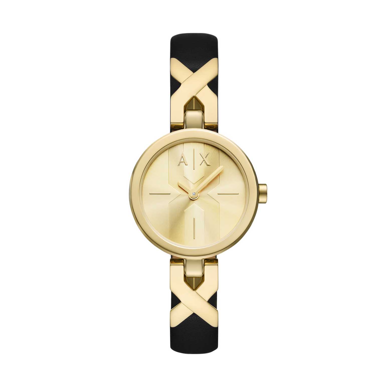 Armani Exchange Two-Hand Black Leather Watch AX5833