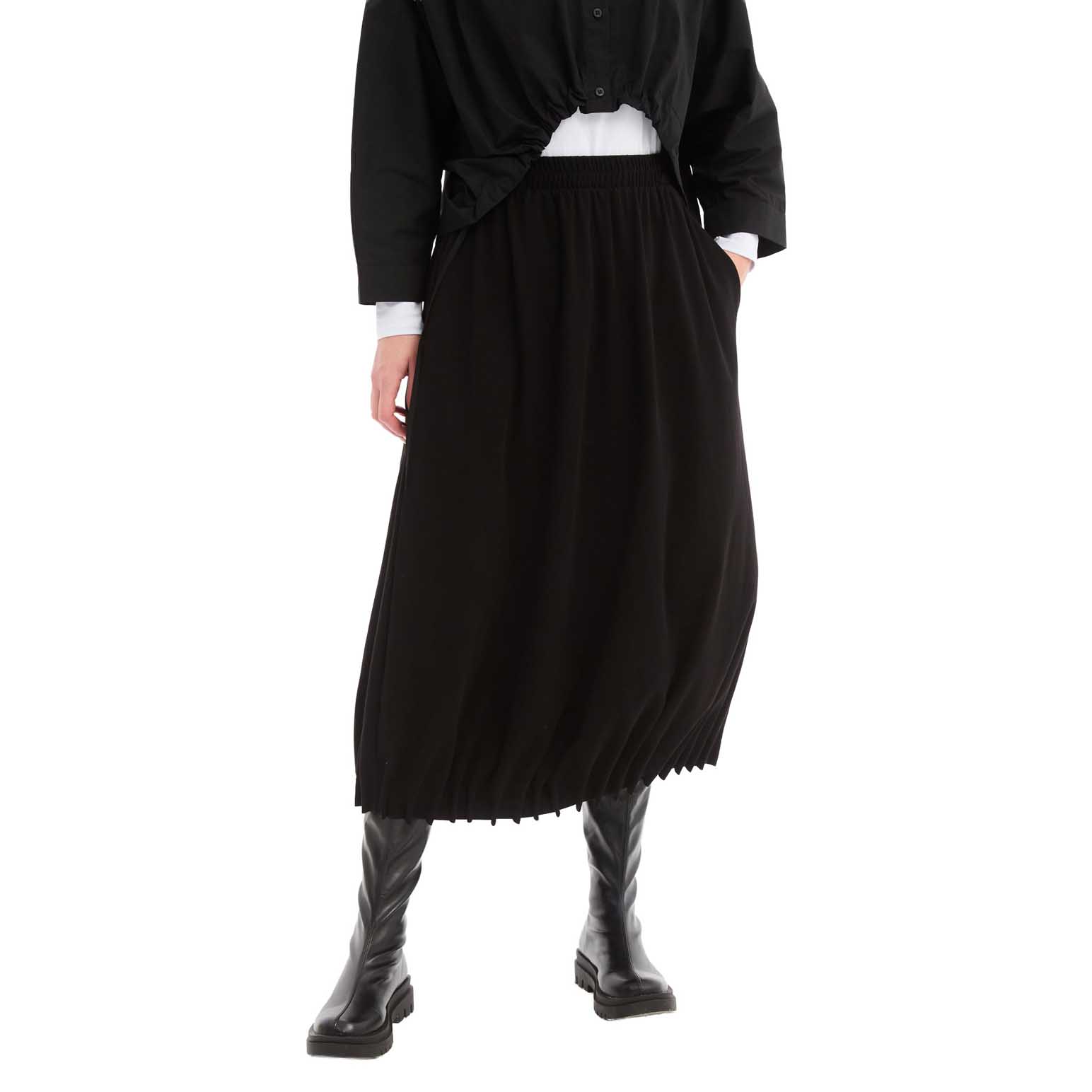 TIRELLI Jersey Pin Tuck Hem Skirt