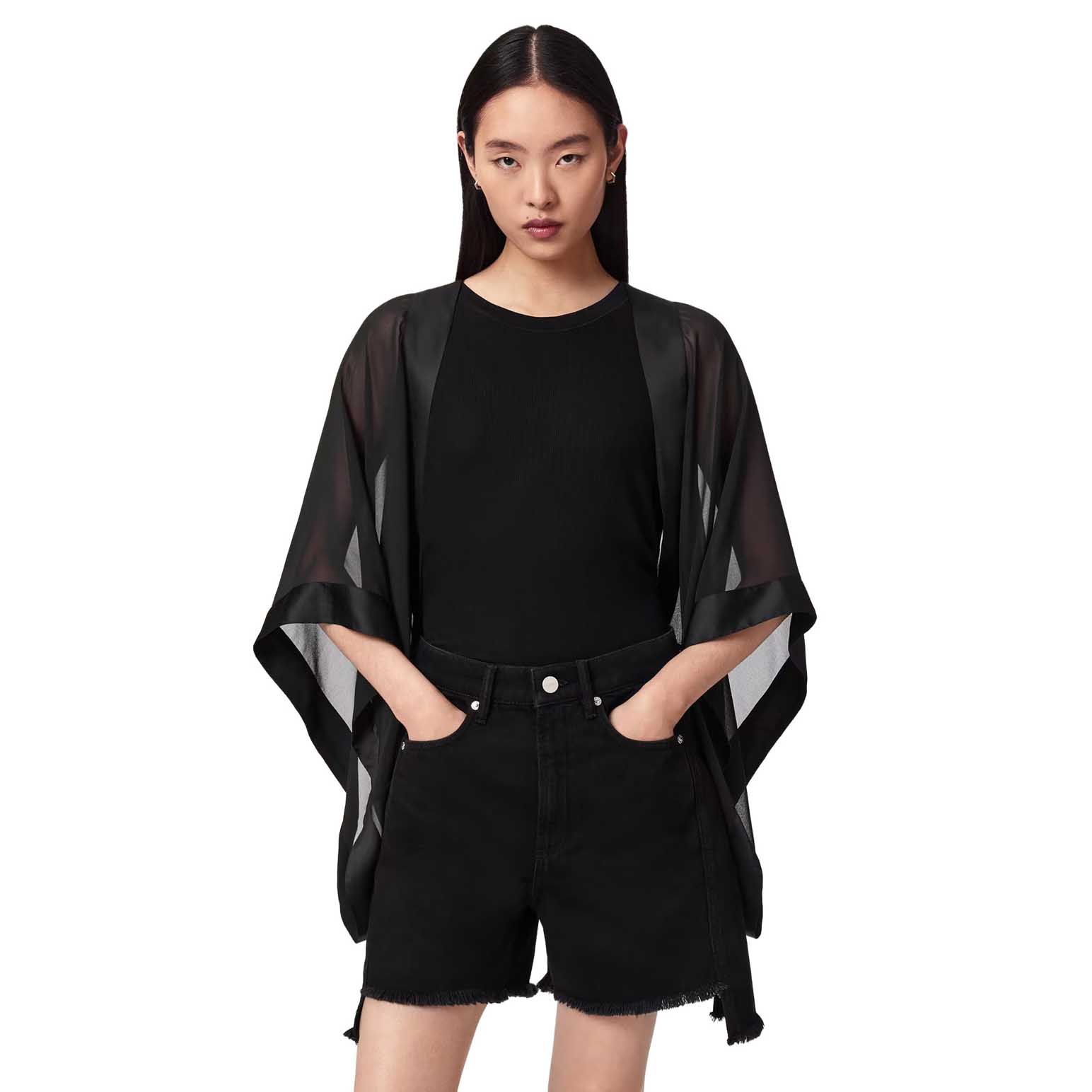 AllSaints Alice Embellished Sheer Relaxed Fit Kimino