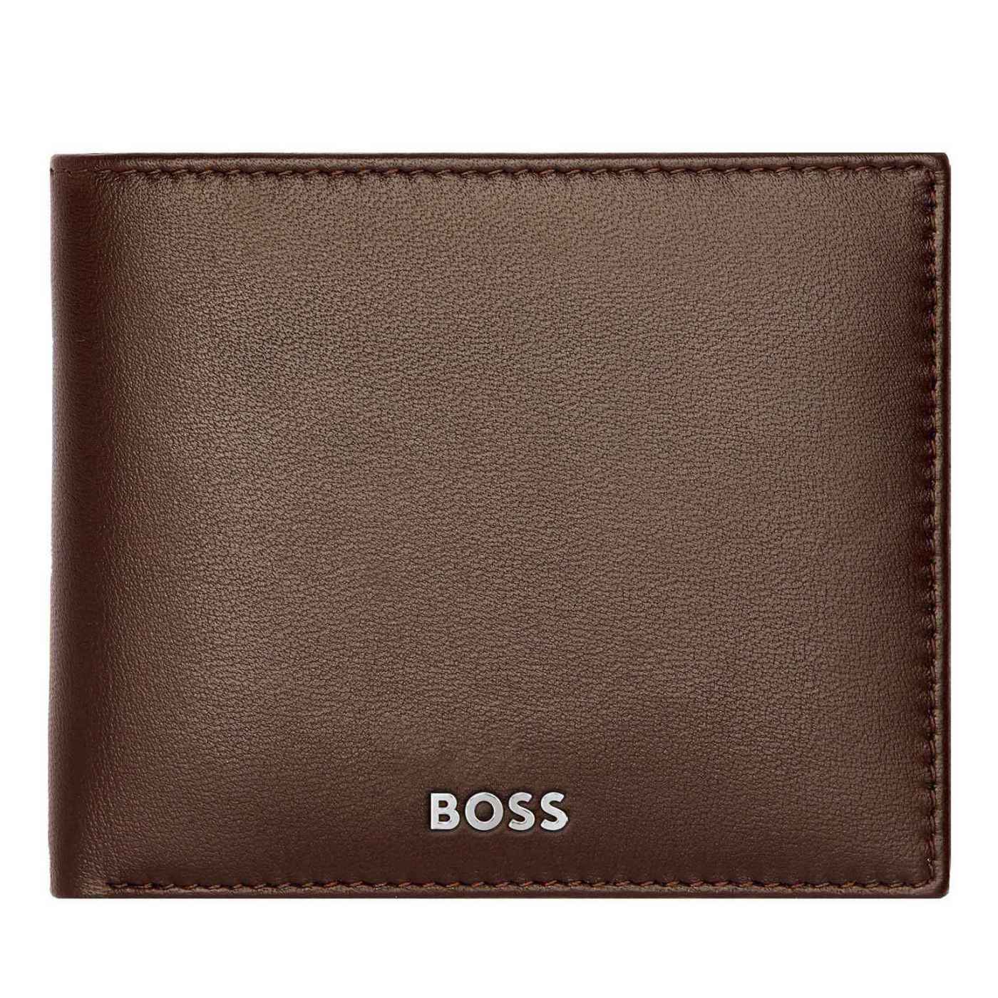 BOSS Trifold Leather Wallet Classic Smooth Brown