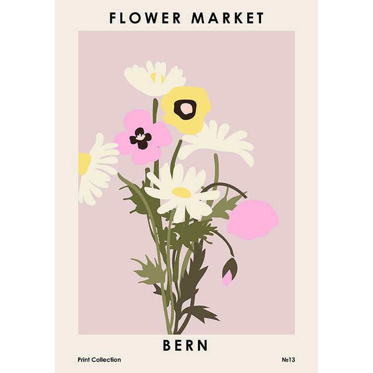 Flower Market Bern A2 Framed Print