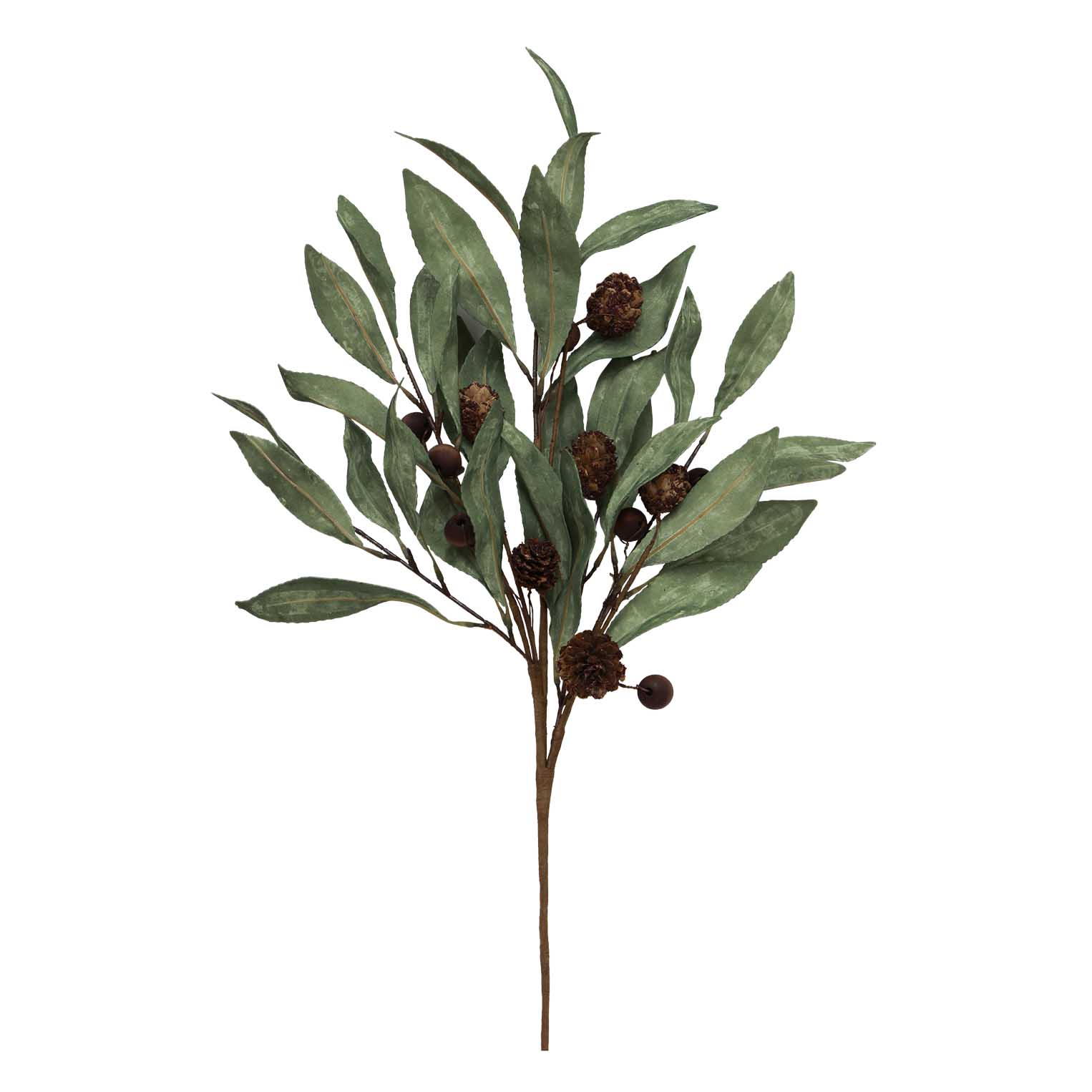 French Country Eucalyptus & Brown Wood Berry Branch