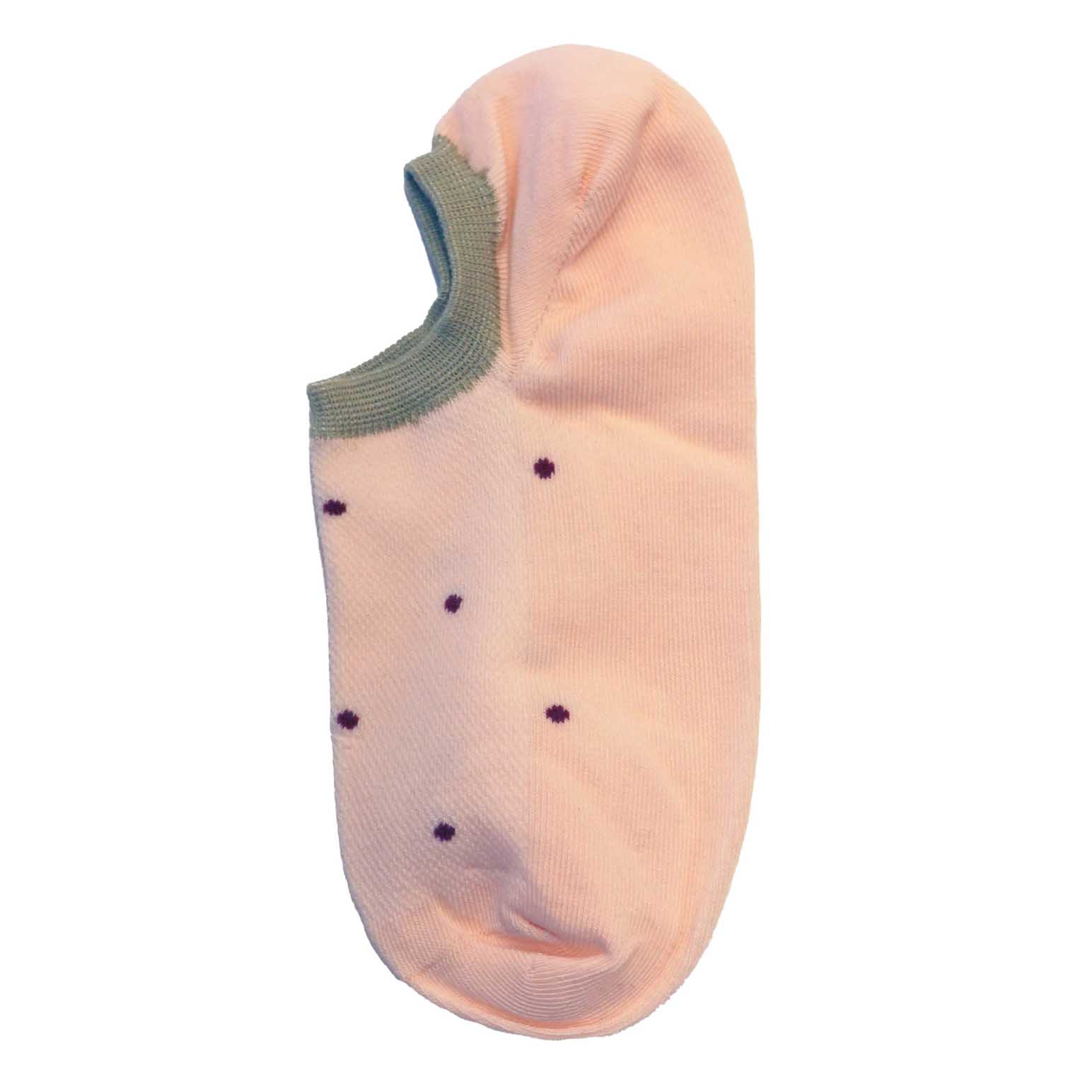 Stella + Gemma Socks No Show Baby Pink With Maroon Dots