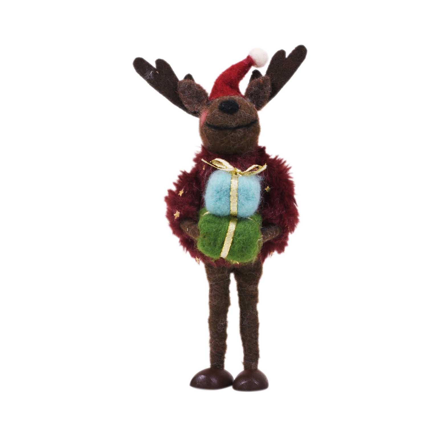 Maytime Felt Standing Reindeer - Burgundy Barnard