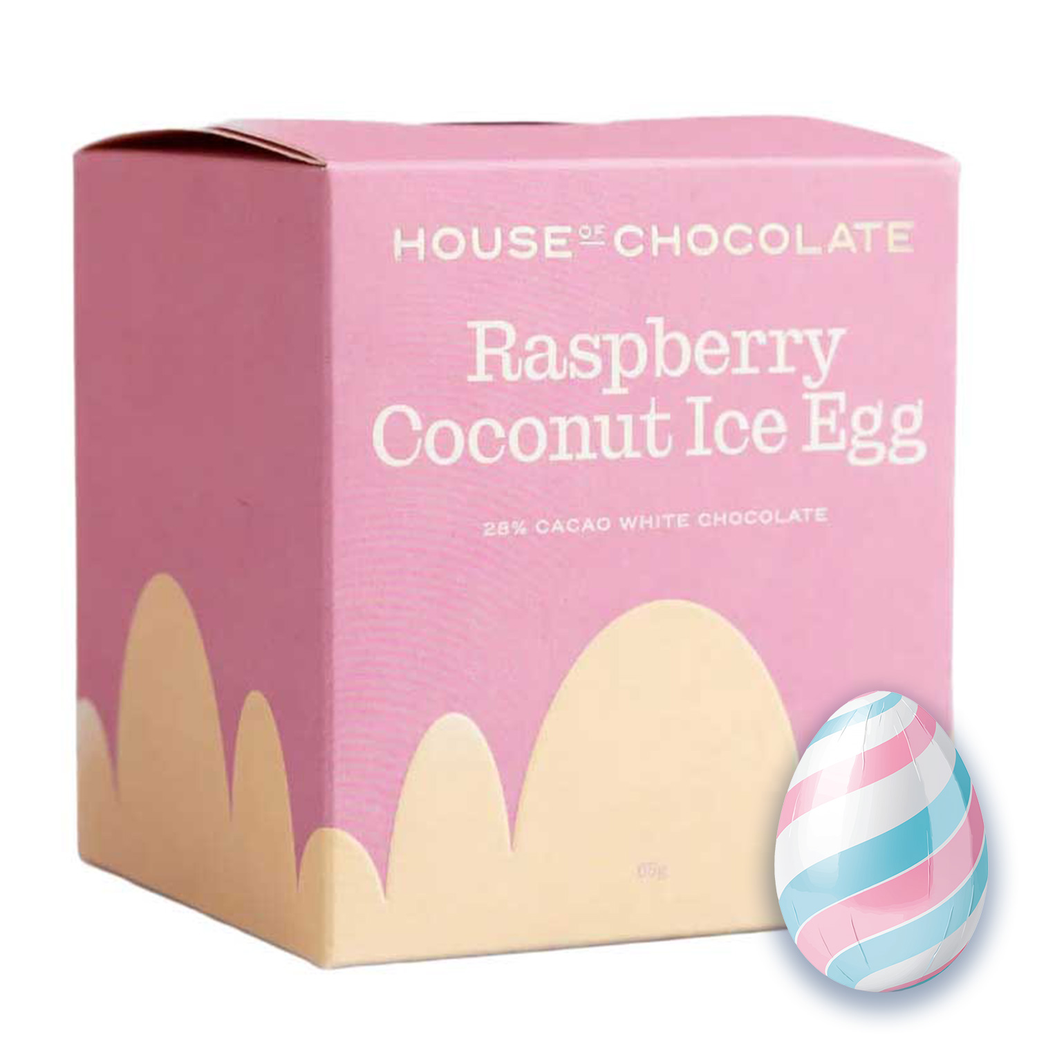 House of Chocolate Raspberry Coconut Ice White Chocolate Easter Egg 65g