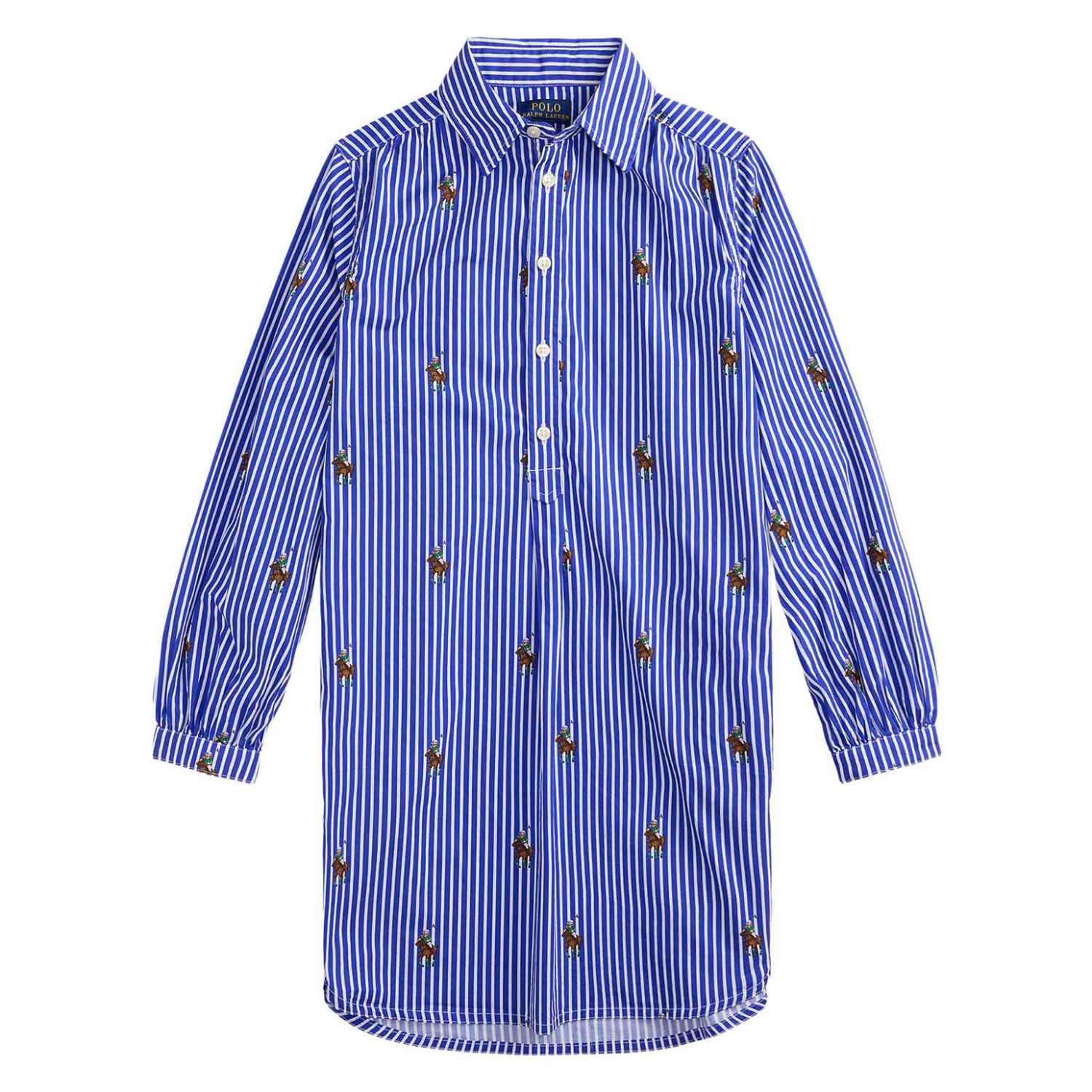 Polo Ralph Lauren Polo Bear Striped Cotton Poplin Dress 7-10Y