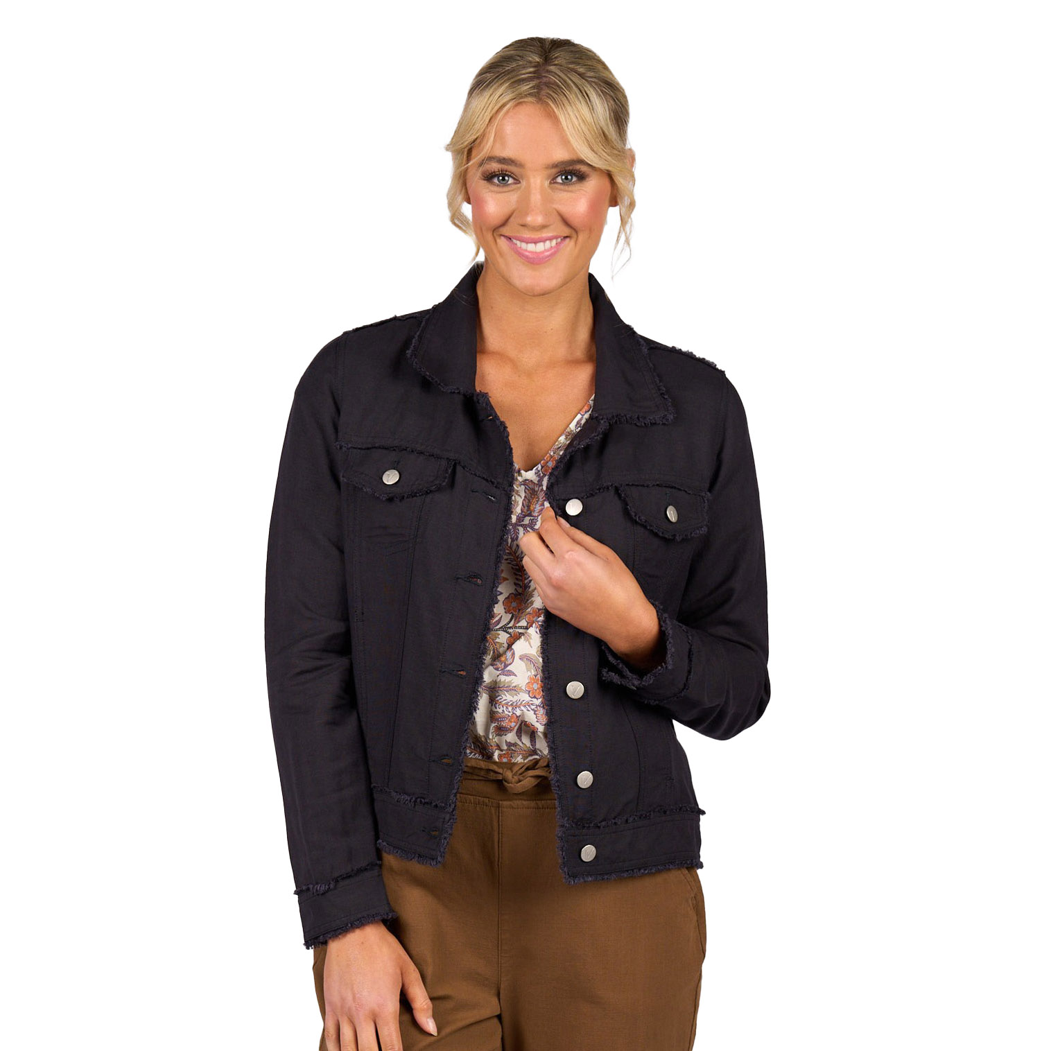 Vassalli Linen Jacket with Frayed Seams