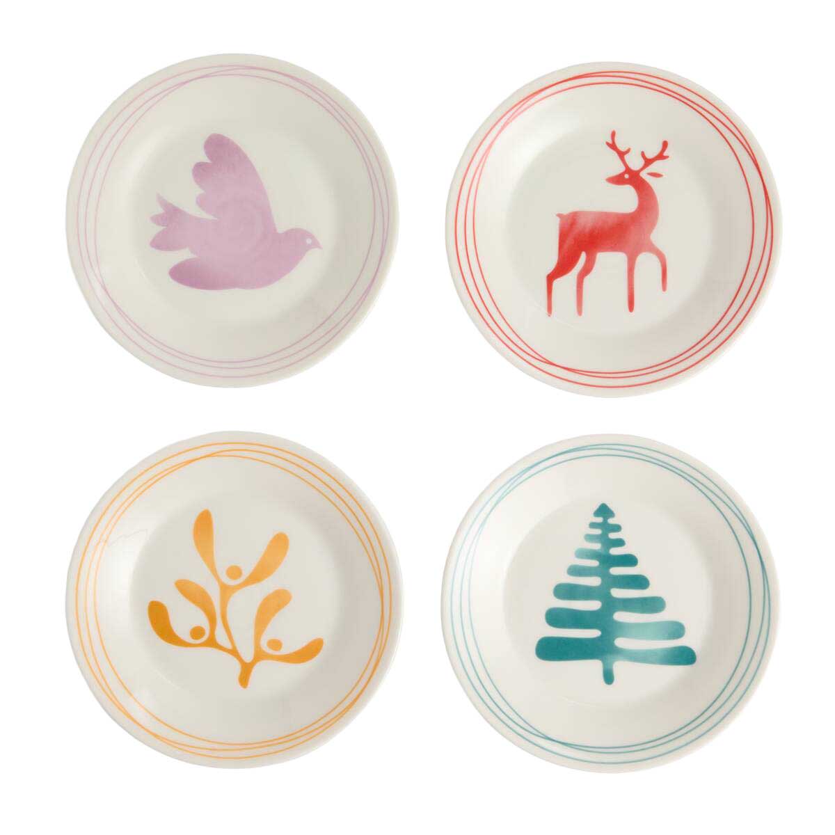 Royal Doulton 1815 Christmas Plate 16cm Mixed Colours Set of 4