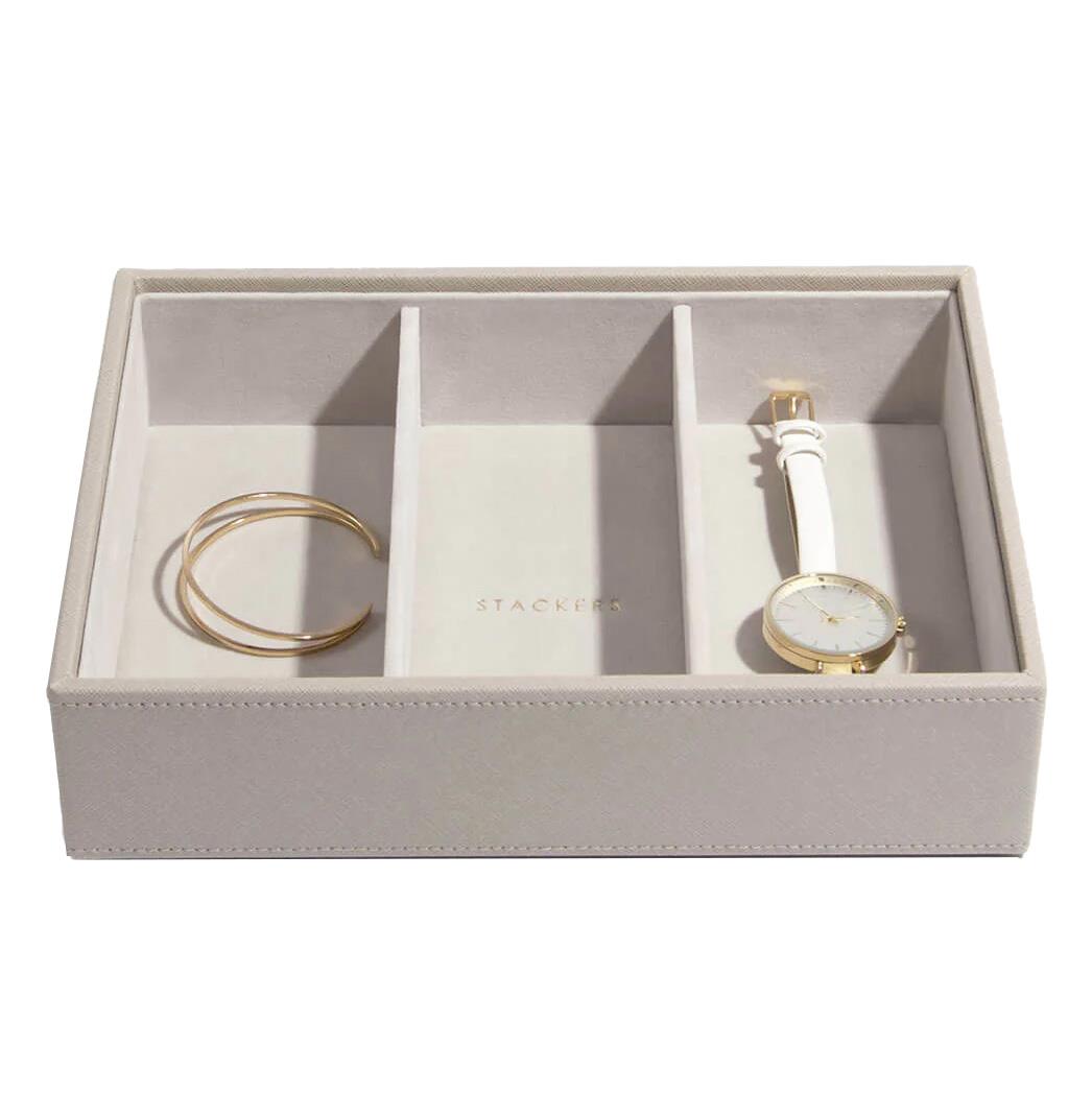 Stackers Classic Deep 3 Compartment Watch & Accessory Layer Taupe