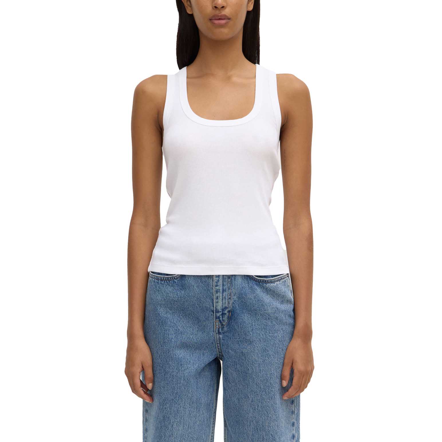 Assembly Label Robyn Scoop Neck Rib Tank White